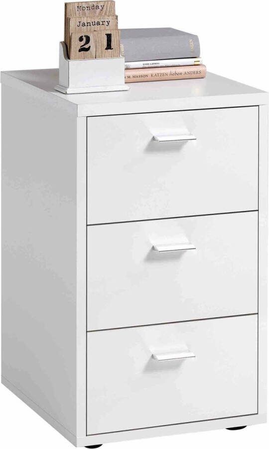 Nachtkastje Zeus Mat Wit Breedte 35 cm Hoogte 62.4 cm Diepte 39.9 cm Met lades Zonder deuren