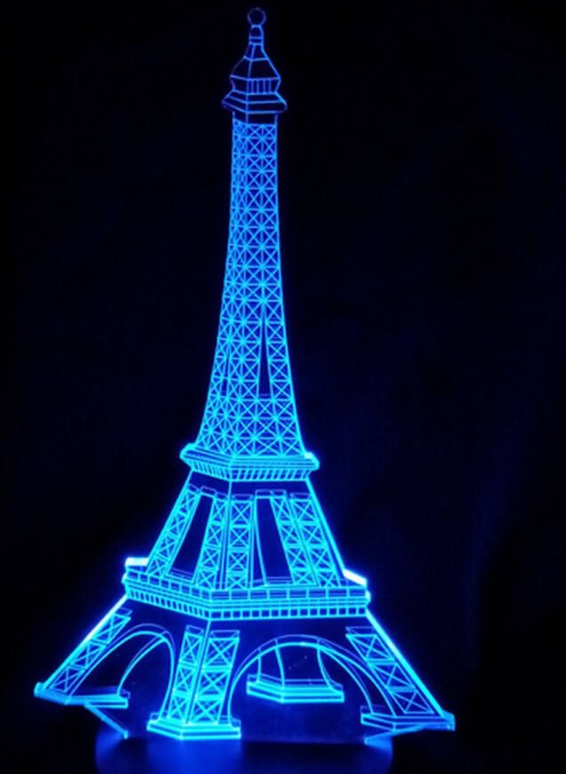 Merkloos Sans marque Nachtlamp 'Eiffeltoren' LED lamp 3D Illusion 7 kleuren en 4 effecten Parijs