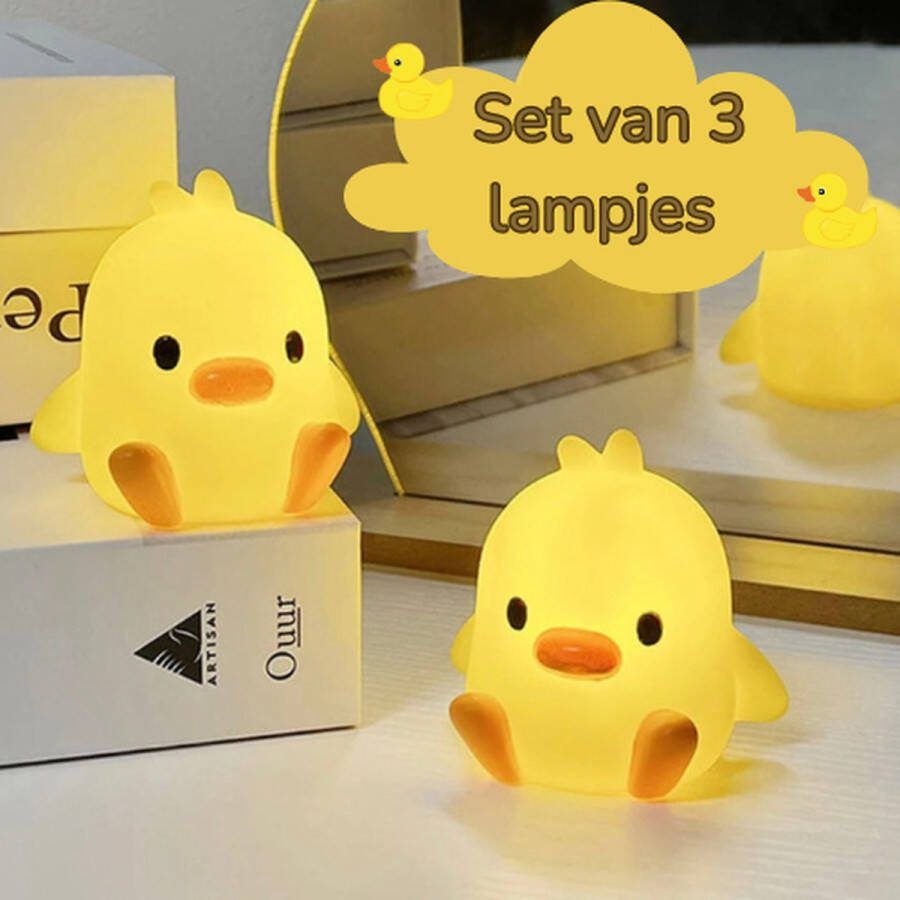 Nachtlampje eend – eenden lamp warmwit licht oplaadbaar 3 stuks kinderlamp nachtlamp telefoonhouder led lamp siliconen tafellamp verlichting kinderkamer