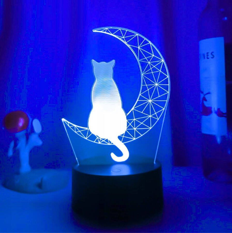 Nachtlampje kinderen Kinderlampje Kat Poes 3D lamp LED tafellamp
