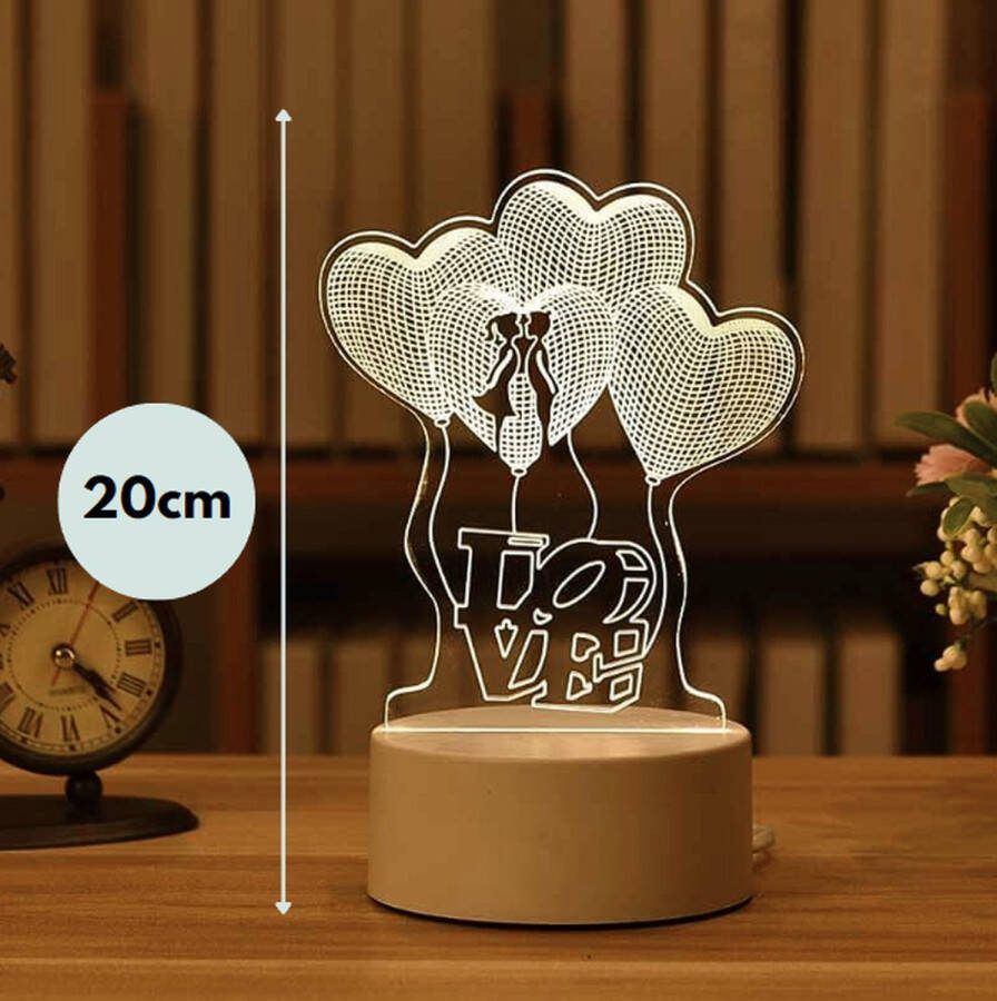 Nachtlampje Kinderlampje Ballonnen Love Valentijn cadeautje 3D lamp LED tafellamp