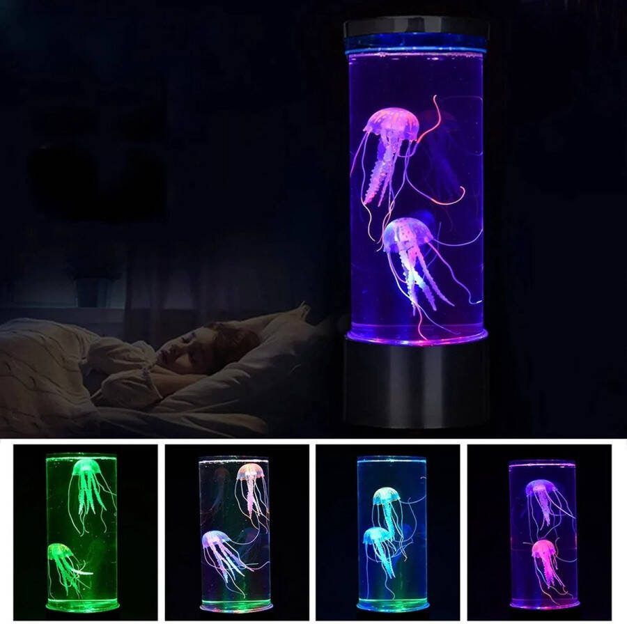 Nachtlampje Lichtgevende Nachtlamp Kwallen Nachtlamp Night Light Child 5 Verschillende Kleuren Battery Operated Desktop Mini Fish Tank USB Aquarium Light for Home and Office No Water Required