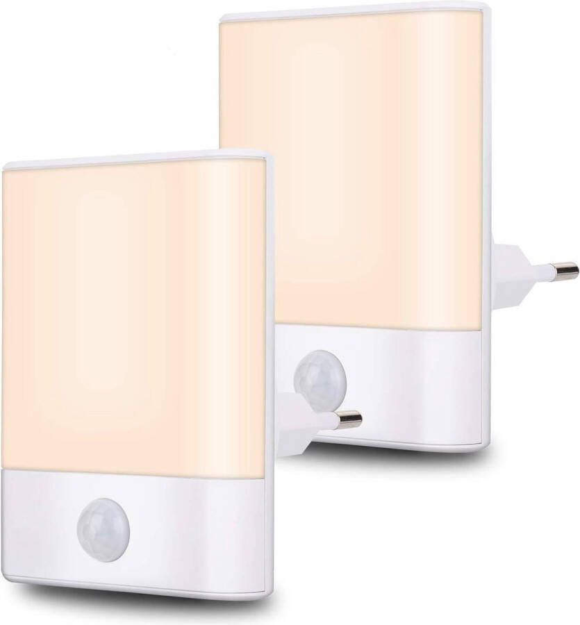 Nachtlampje met bewegingsmelder 2 stuks instelbare helderheid 3 modi kinderkamer hal slaapkamer badkamer woonkamer warmwit Nachtlamp stopcontact