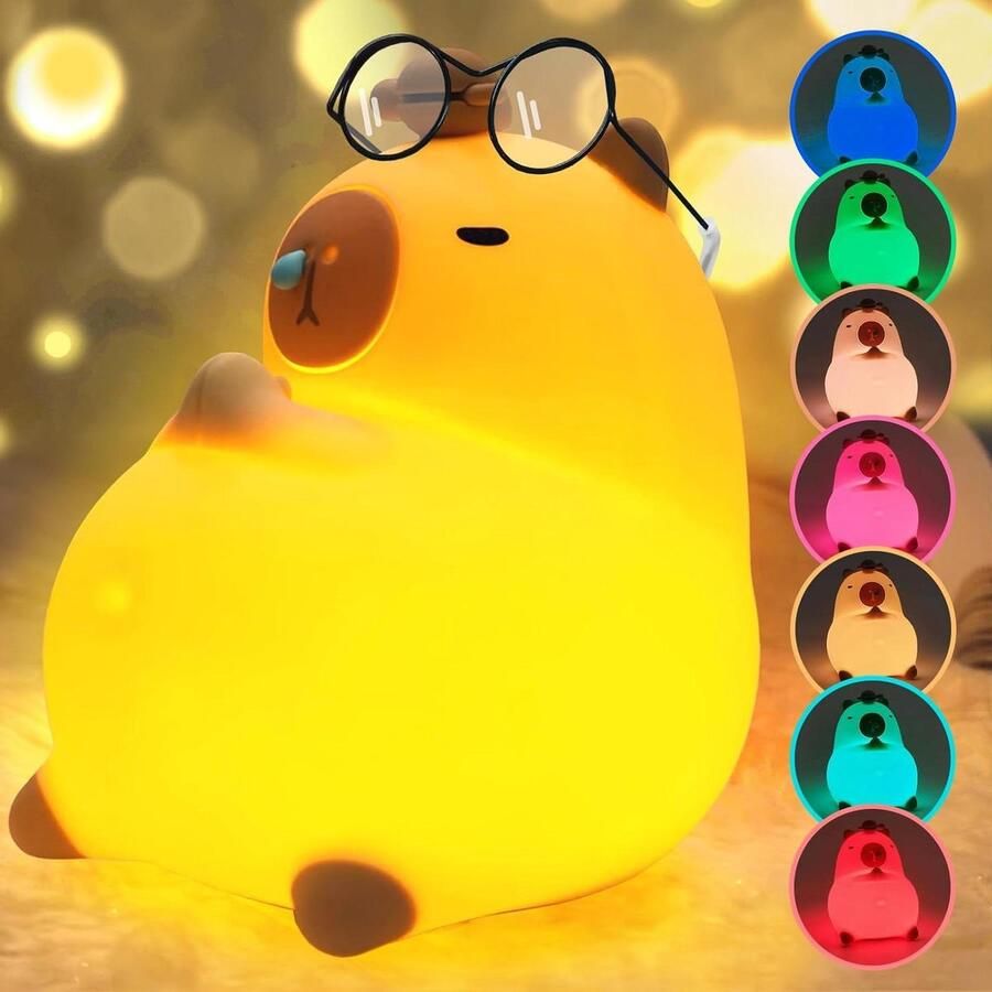 Nachtlampje voor kinderen Touch Control bedlampje 7 kleuren en RGB-verlichting USB-opladen en timer Kawaii siliconen dierenlamp voor slaapkamer kinderen volwassenen Nachtlampje volwassenen