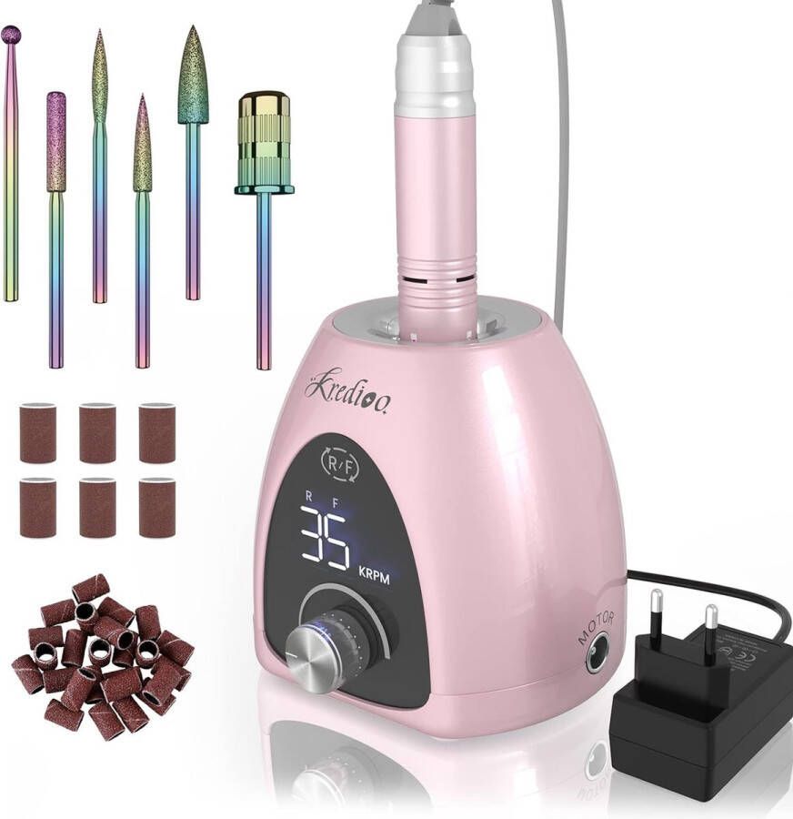 Nagelfrees voor gelnagels 35000 omw min elektrische nagelfrees 6-in-1 manicureset elektrisch traploze snelheid met led-dislay voor nagelriem Shellac acrylgel veilig voor beginners en