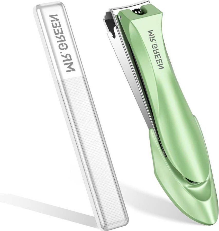 Nagelknipper met opvangbak voor vingernagels en teennagels professionele nagelknipper groen