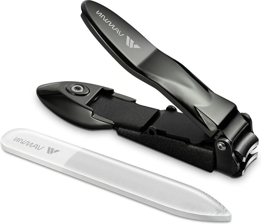 Nagelknipper met vanger scherp gebogen mes glazen nagelvijl brede kaakopening roestvrijstalen trimmer senioren mannen