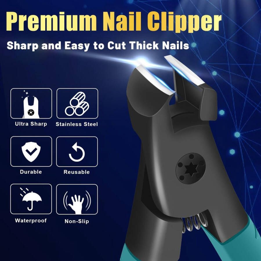 Nagelknipper Teennagel Clippers voor Dikke Nagels Nagelknipper met Glazen Nagelvijl Heavy Duty Stainless Steel Vingernagel Clippers voor Mannen Vrouwen Ouderen