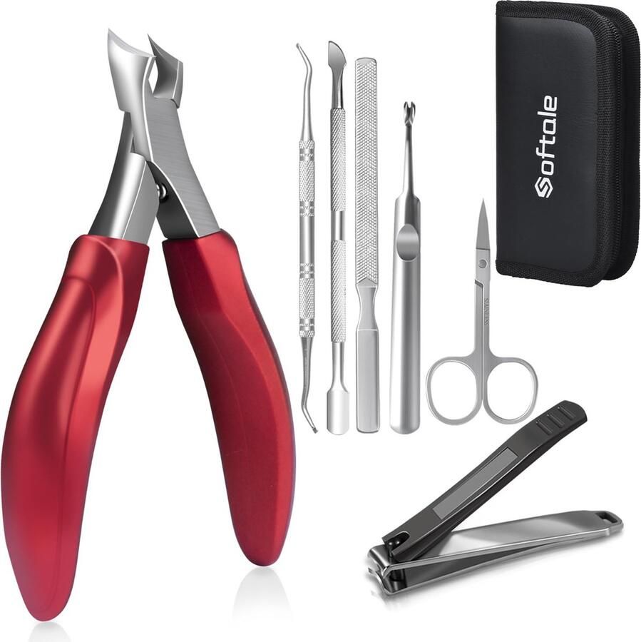 Nagelknipper voor dikke nagels professionele grote nagelschaartje voor harde en ingegroeide teennagels vingernagels 7-delige roestvrijstalen nagelknipperset podotherapeut pedicureset teennagelknipper