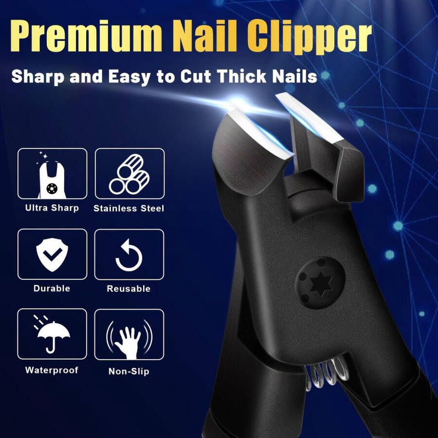 Nagelknipper voor Dikke Nagels Professionele Nagelknipper voor Vrouwen Mannen en Senioren Ultra Scherpe Nagelknipper voor Teennagels Anti Slip Nagelknipper Set Heavy Duty Grote Nagelknipper