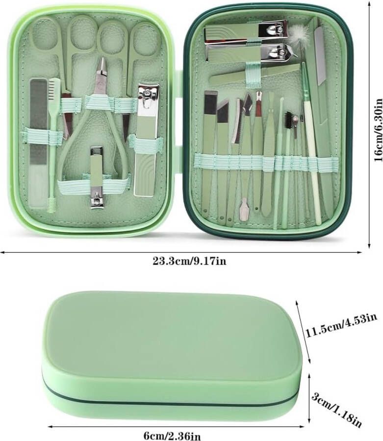 Nagelknipperset 22-delige manicureset professionele nagelknipper en draagbare beauty-toolset roestvrij staal leren tas nagelschaar nagelverzorging voor mannen en vrouwen voor
