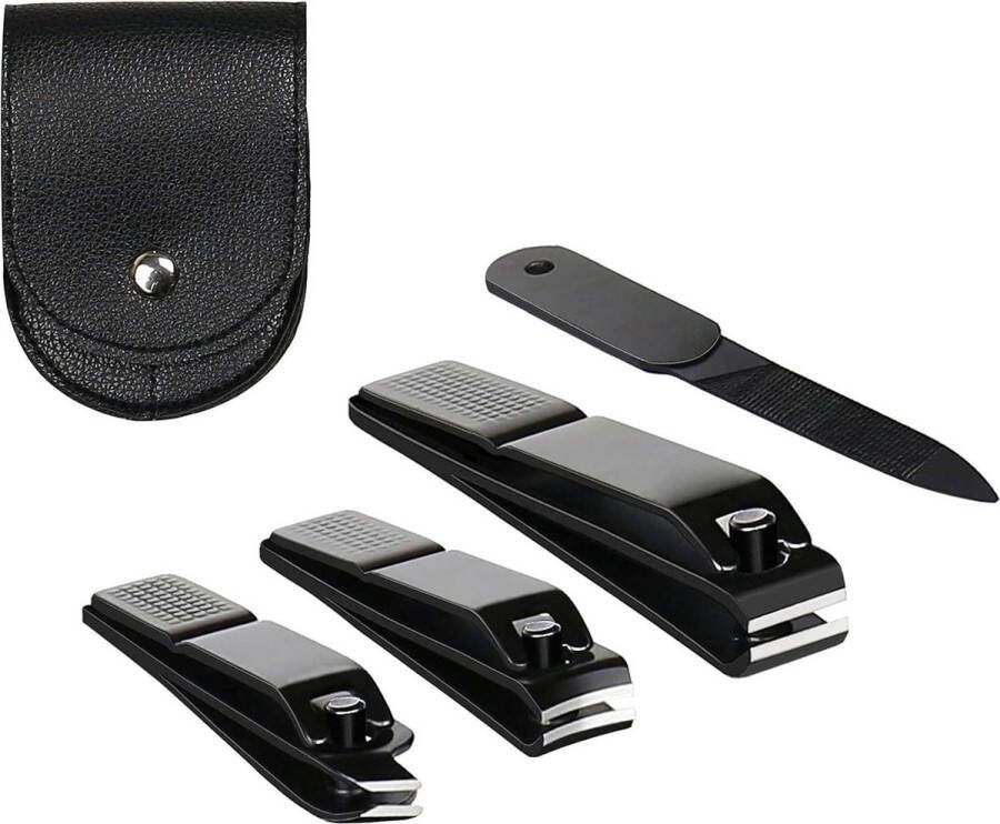 Nagelknipperset Ultra Sharp Roestvrijstalen Nagelknippers 4 Stuks met Lederen Reiszakje