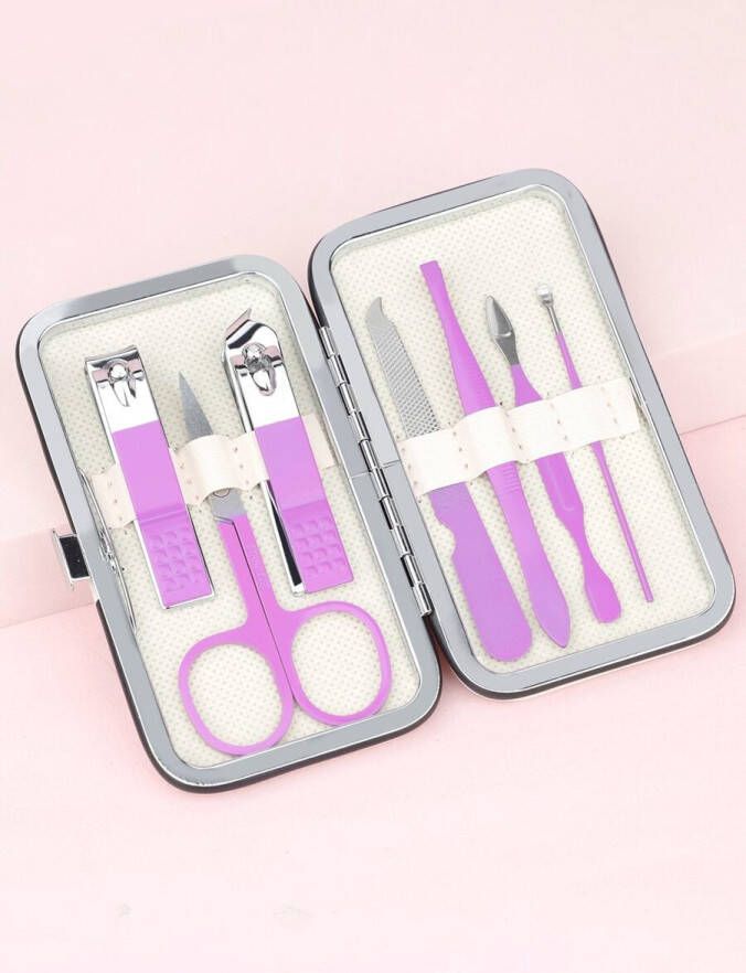 Nagelknipset in Paars Nagelknipper Vakantie Nagel Set Hippe nagelset Nagelvijl Nagelknipper inclusief hoes Nagelschaartje Manicureset Manicure Etui Compacte nagelknipper set 7 delige set Nagelverzorging Kit