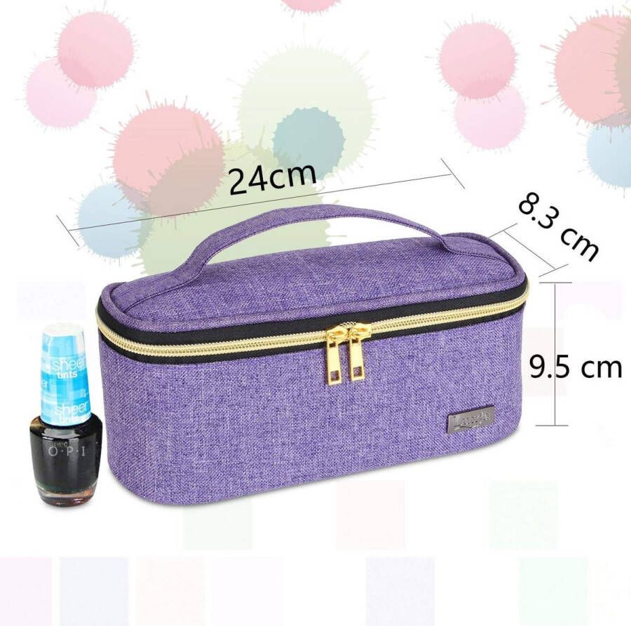 Nagellak Opbergkoffer Houder Tas 12 Flessen Capacity Paars nagellak koffer