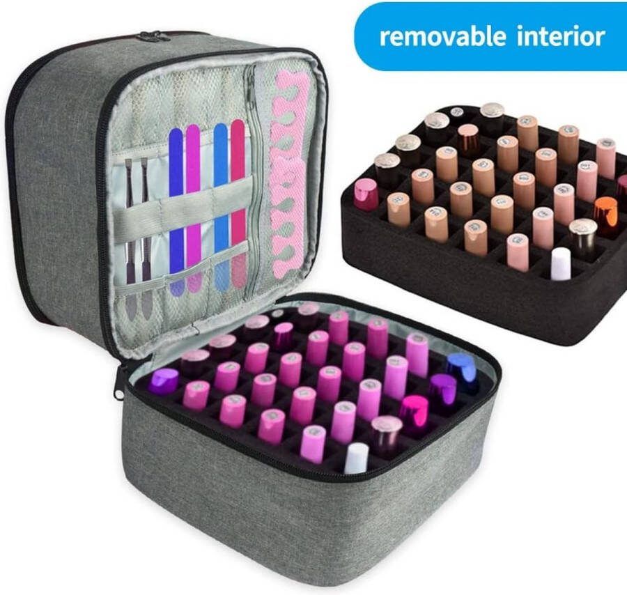 Nagellak opbergtas Nagellak organizer tas Nagellak draagtas Dubbellaagse nagellak opbergtas Nagellak opbergtas met verstelbare verdelers voor manicureset Nagellak opbergtas Nylon draagbaar Organizer voor cosmetica