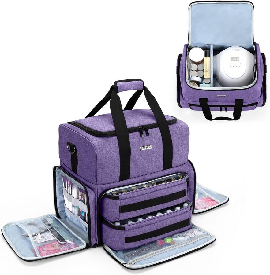 Nagellak opbergtas nagellak tas organizer voor 80 flessen nagellak (tot 15 ml) cosmeticatas voor nagellak nageldroger en nagellak accessoireset lila