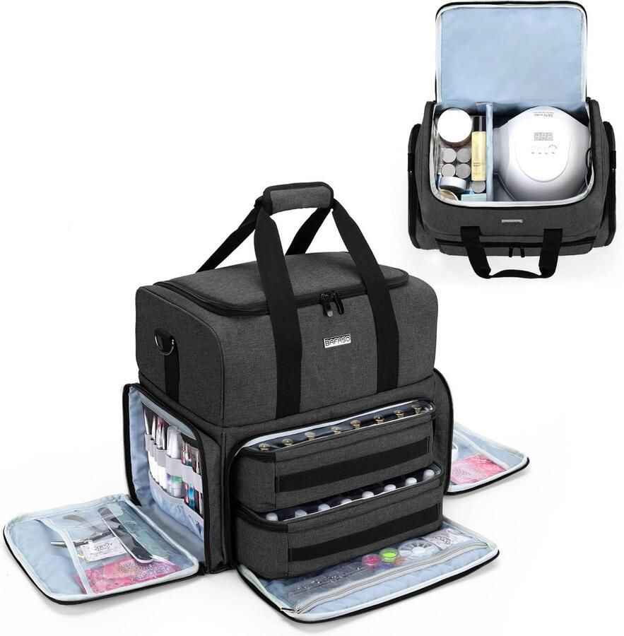 Nagellak opbergtas nagellak tas organizer voor 80 flessen nagellak (tot 15 ml) cosmeticatas voor nagellak nageldroger en nagellak accessoireset zwart