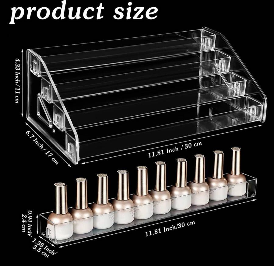 Nagellak opslag 60 flessen van 4 lagen zonnebril acryl display rek etherische oliën houder helder make-up organizer geen gereedschap nodig montage