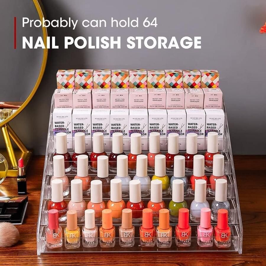 Nagellakopslag 84 Flessen van 7 Lagen Zonnebril Acryl Displayrek Etherische Oliën Houder Heldere Make-up Organizer Geen gereedschap vereist Montage (2-pack)