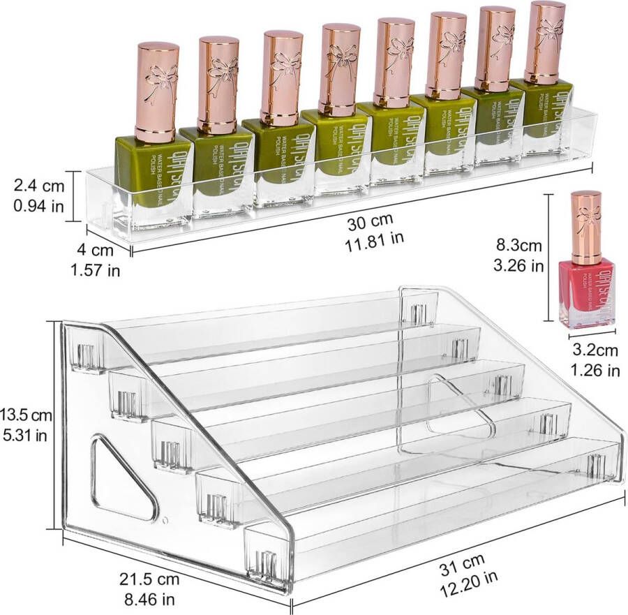 Nagellakorganizer 5-traps heldere acryl nagellakhouder etherische oliën cosmetica vitrine make-up organizer cosmetica opslag voor badkamer wastafel werkblad