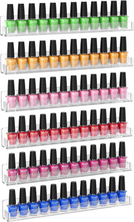 Nagellakplank 6 stuks nagellak organizer muur acryl nagellak opbergplank tot 90 flessen wandplank organizer voor nagellak parfum lippenstift etherische oliën transparant
