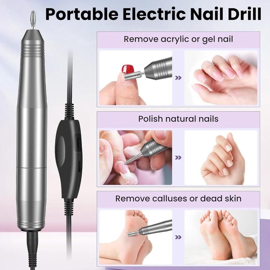 Nagelvijl voor Acryl- Gel- en Natuurlijke Nagels 20000rpm