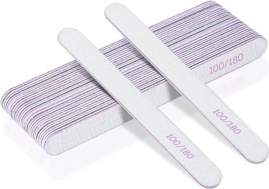 Nagelvijlen 15 Stuks Professionele Nagelvijlset 100 180 Vijlen Nagelvijl Buffer Set Dubbelzijdige Emery Board Manicure Tools voor Thuis en in de Salon Gebruik Slijtvast Wasbaar(grijs)