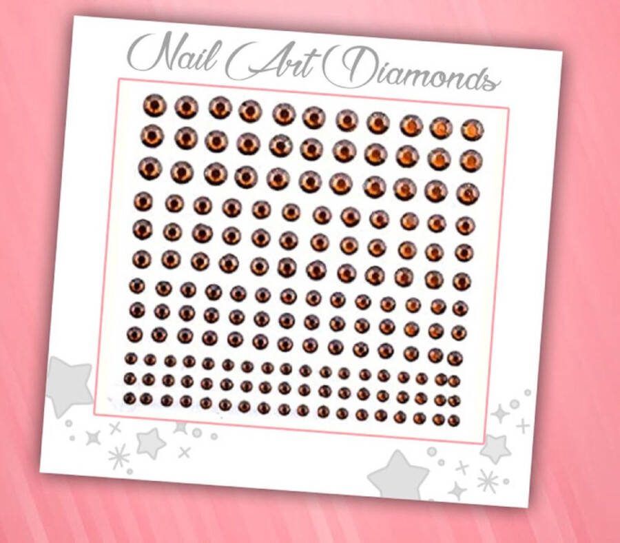 Nail Art Diamonds (165 Diamantjes Brons Bruin) [Zelfklevend Nagel Steentjes Decoratie Versiering Manicure Kunstnagels Nepnagels Acryl Nagels Rhinestone Rhine Stones]