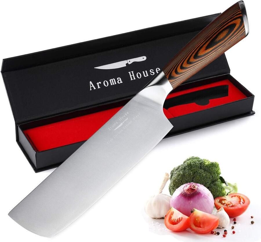 Nakiri Koksmes Professioneel Keukenmes 17 5 cm Universeel Mes Duits Roestvrij Staal Extra Scherp Mesblad met Ergonomisch Handvat Exquise Geschenk