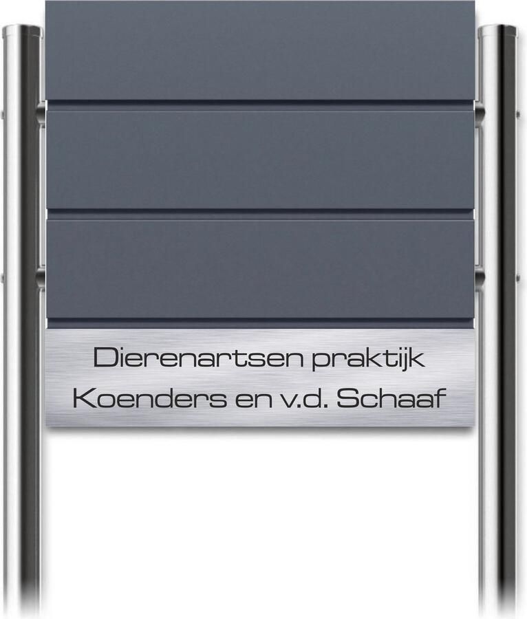 Nambo Brievenbus op paal Antraciet Brievenbus met rvs naambordje met naam en huisnummer brievenbus type 30 met staander
