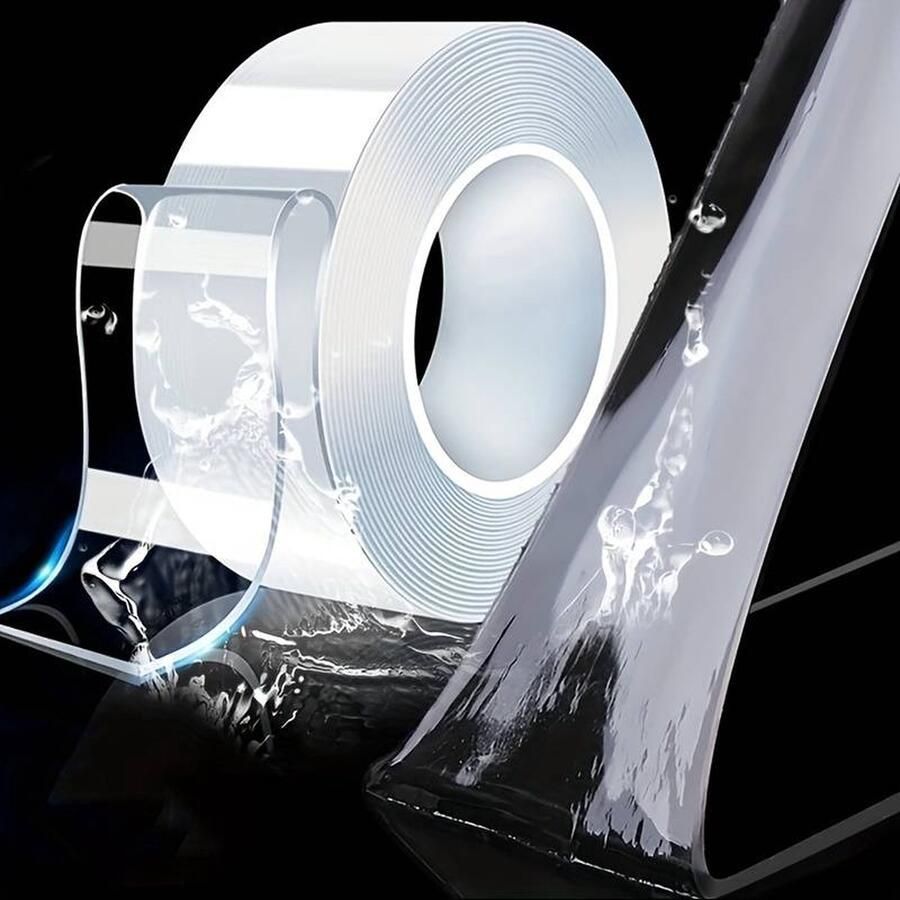 Nano Tape Klussen 1 Meter x 1 cm Klussen Muur Extra Sterk Gekko tape Plakband Montage tape Transparante Dubbelzijdige Tape Extra Sterk Herbruikbaar en Waterproof Gekko tape Magic tape Waterdichte Lijm Tapes