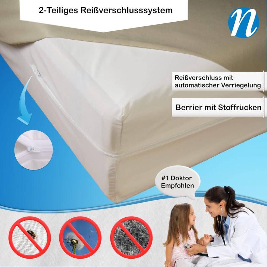 National Allergy Matrasbeschermer voor bedwantsen stofmijten en allergiecontrole 100% katoen 90 x 200 x 25 cm