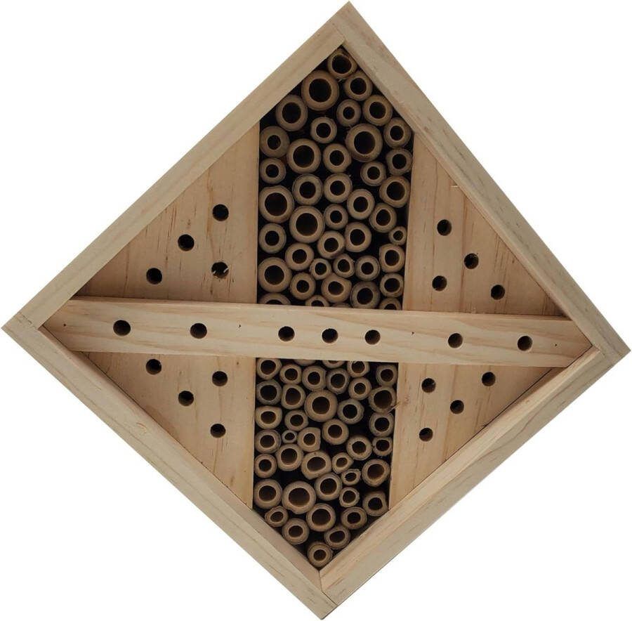 Natura Nueva Insectenhotel Duurzaam Insectenhuis voor Wilde Bijen 18 x 18 x 11 cm FSC -Gecertificeerd Grenenhout Naturel insectenhotel