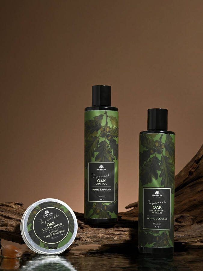 Natural Primeval Men's Essentials Set – Oak Shampoo Solid Shampoo & Shower Gel