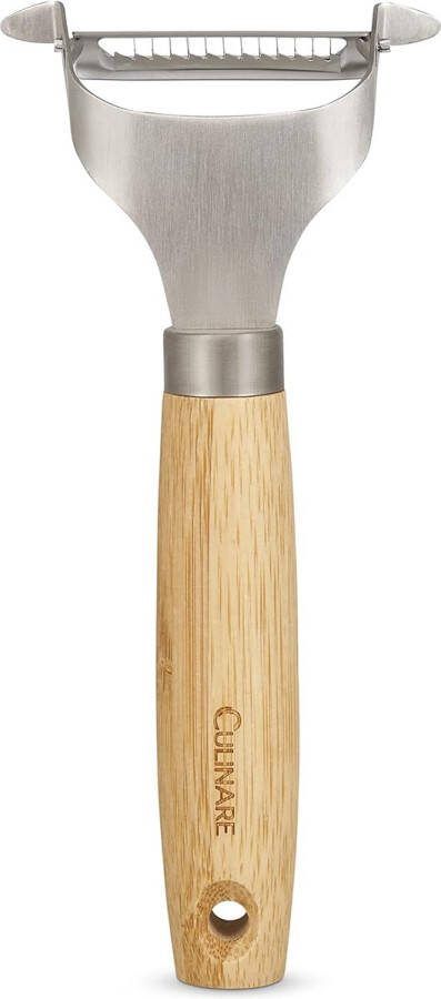 Naturals julienneschiller roestvrij staal met handvat van natuurlijk bamboe 35 cm dunschiller met julienne-functie voor groenten fruit en kaas