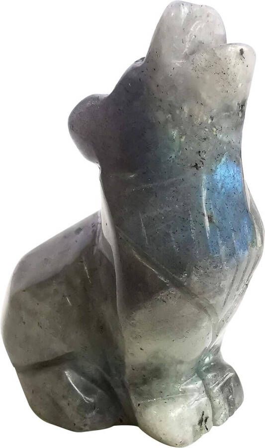 Natuurlijk maansteen wolf kristal figuur met de hand gesneden steen bewaker dier beelden voor thuis decor 6 3 cm