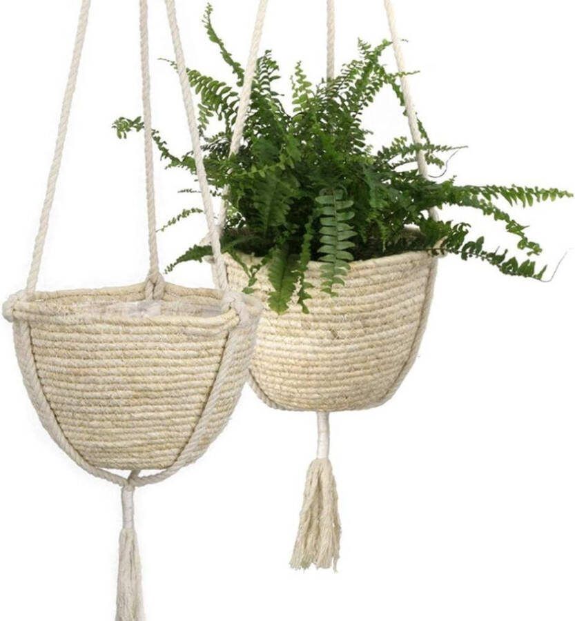 Natuurlijke hangende zeegras plantenmanden macramé plantenhangers voor binnen en buiten boho plantenhanger huisdecoraties plantenbakken plantenpotten Flower Hanger