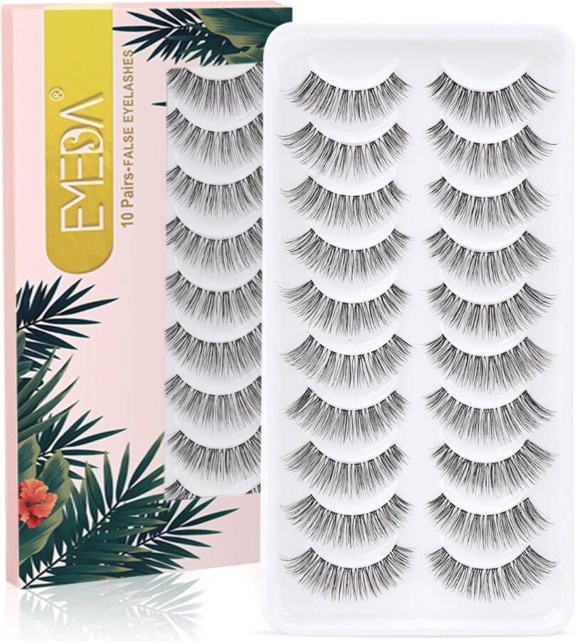 Natuurlijke Nep Wimpers Fake Lashes 10 Wimpers 3D-Laag Met Doorzichtige Band