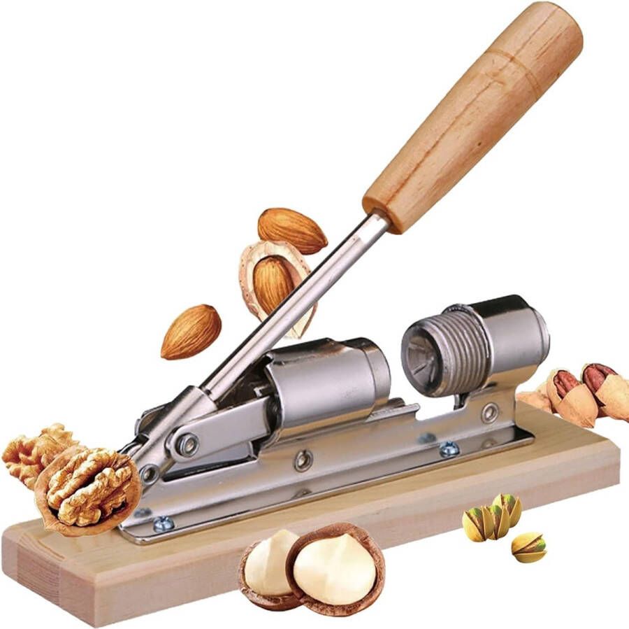 TONIJAWES Nutcracker suitable for the elderly walnut effortlessly opens hard-shell nuts a gift for nut lovers wooden tray with non-slip rubber feet