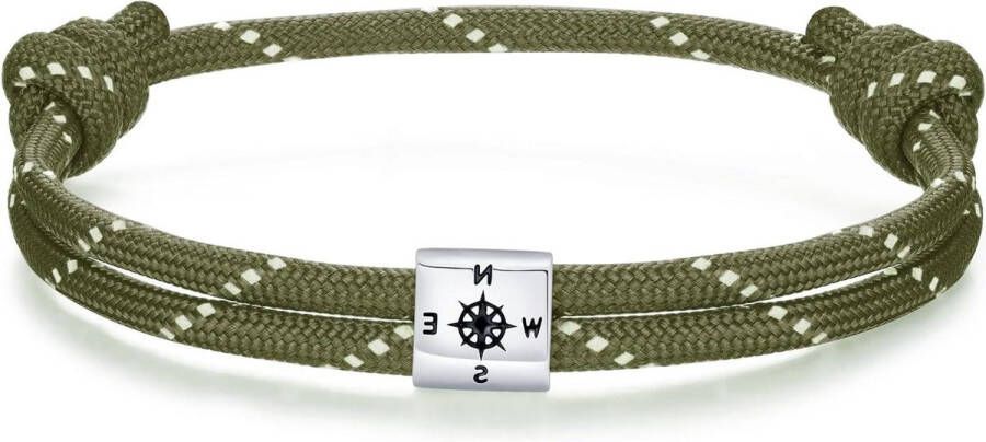 Nautisch kompas paracord armband voor heren handgemaakt van zilver 925 surfen sieraden voor strand en zomer