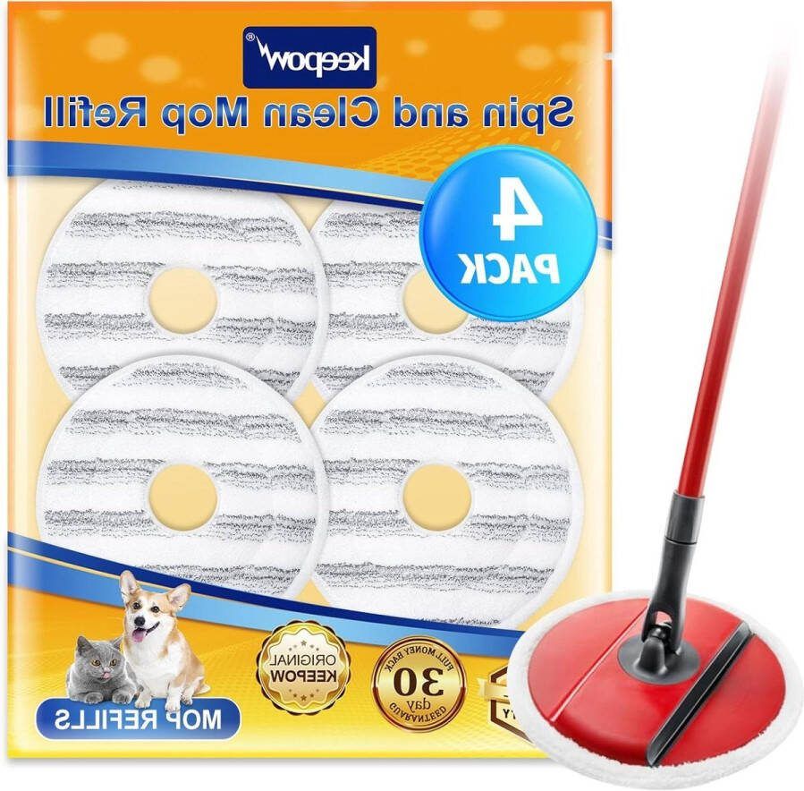 Navulling voor Vileda Spin en Clean Mop 4 stuks herbruikbaar en wasbaar