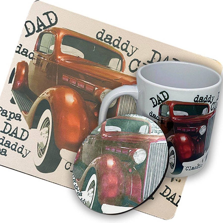 NB! Creative Boutique Coaster Mug & Mousepad set: Dad Papa Vintage