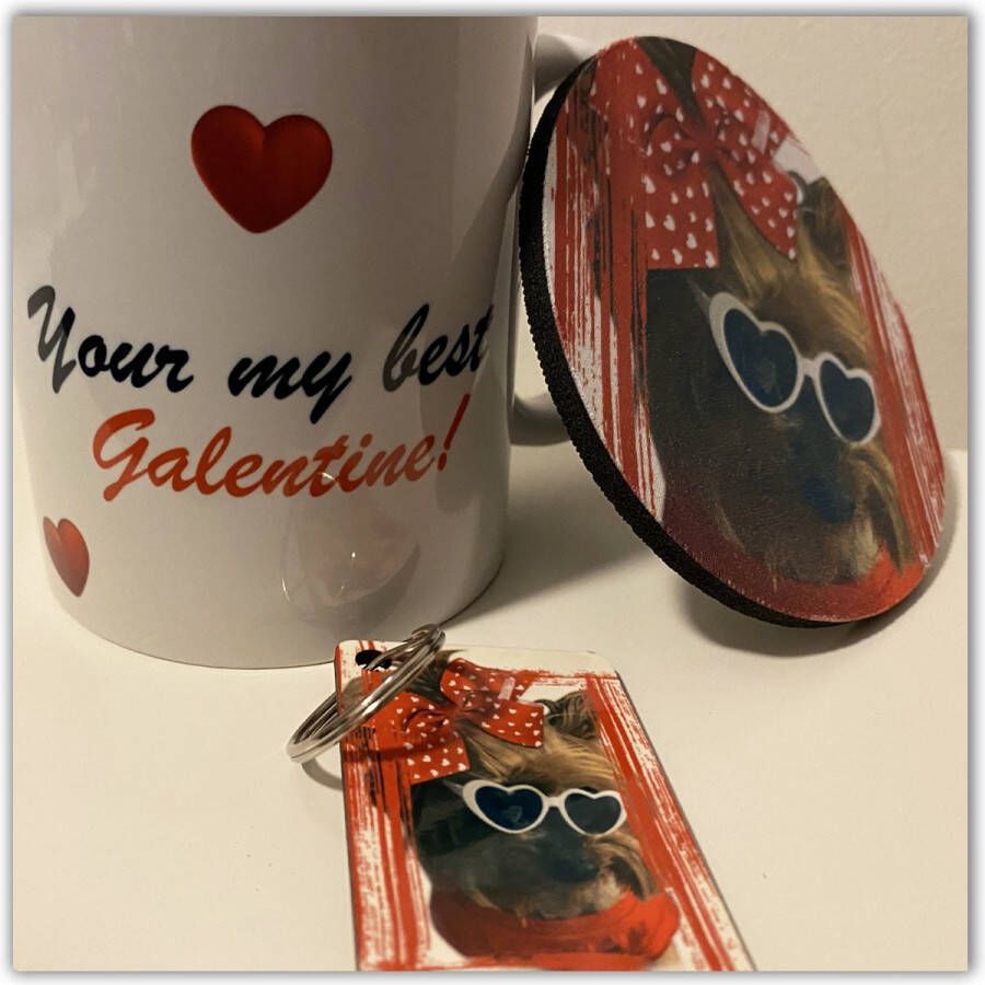 NB! Creative Boutique: Geskenk valentine galentine valentijn- Mug Key-Ring & Coaster Set