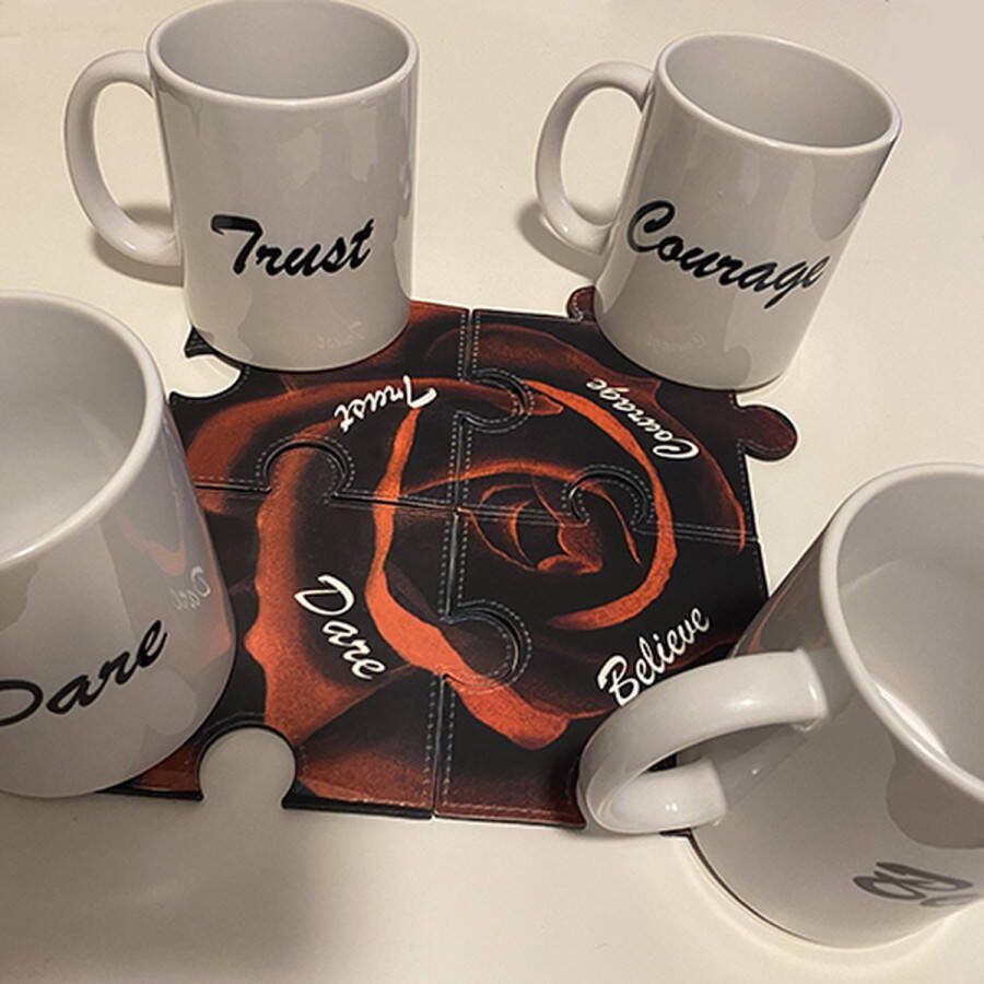 NB! Creative Boutique Puzzle Mug and Coaster Set Rose Cup coaster Puzzel Onderzetter & Mok Set