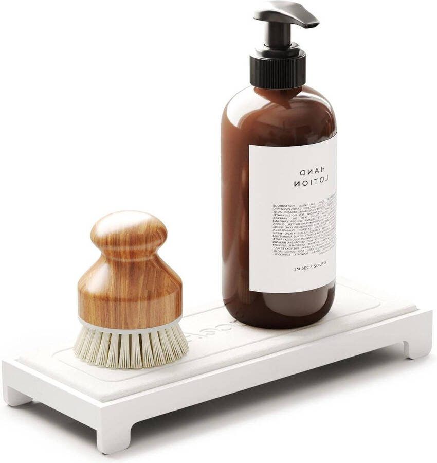 Neat Sink Organizer Instant Dry Sink Caddy Organizers Keuken Spons Zeephouder Dispenser Aanrecht Sneldrogend Counter Tray Rack Bamboo White