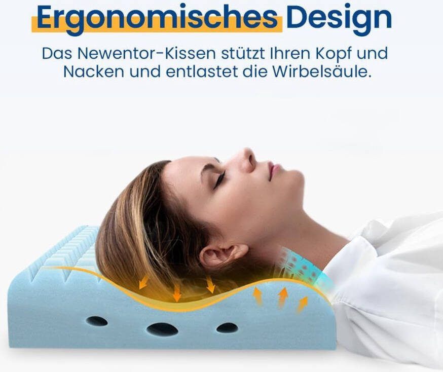 Neksteunkussen in hoogte verstelbaar traagschuim hoofdkussen Oeko-Tex -gecertificeerd nekkussen 61 x 38 cm ergonomisch kussen voor alle slaaphoudingen wasbare overtrek
