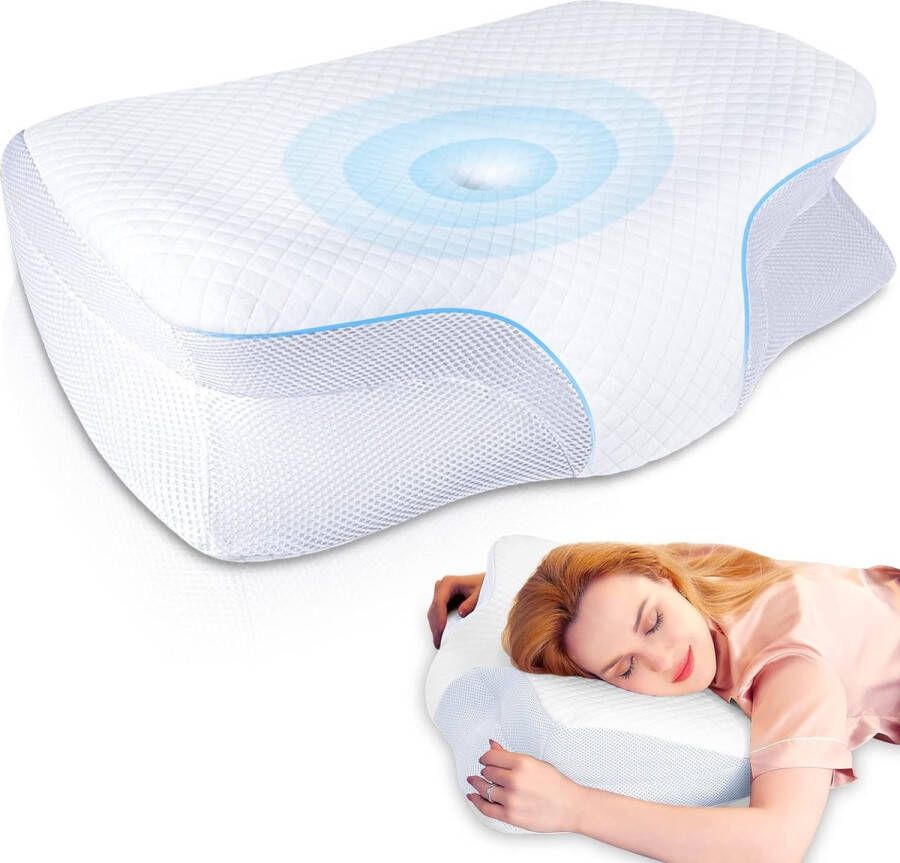Neksteunkussen orthopedisch kussen nekkussen hoofdkussen ergonomisch kussen neksteunkussen voor zijslapers 50 x 28 5 x 5 8 10 1 cm