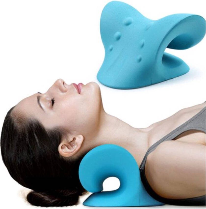 Nekstretcher- Blauw- Nekkussen- Acupunctuur- Nek massage- Soepel Kussen- Postuur Corrector- Nek stretcher