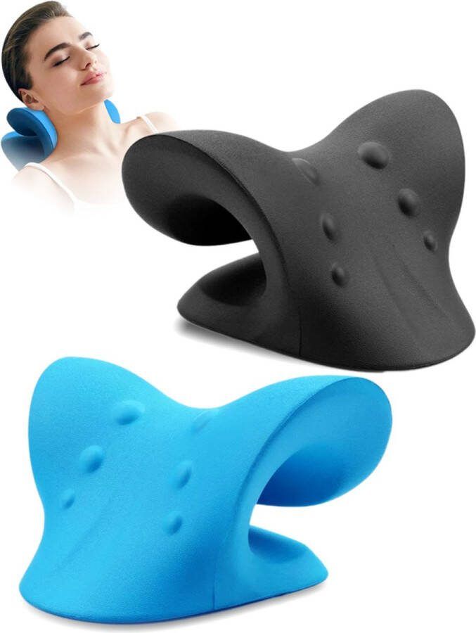 Impakt Imapkt Nekstretcher Shiatsu massage Nekmassage apparaat Massagekussen Nekkussen GRATIS Tijgerbalsem Kussen voor nek en rugklachten Blauw Zwart