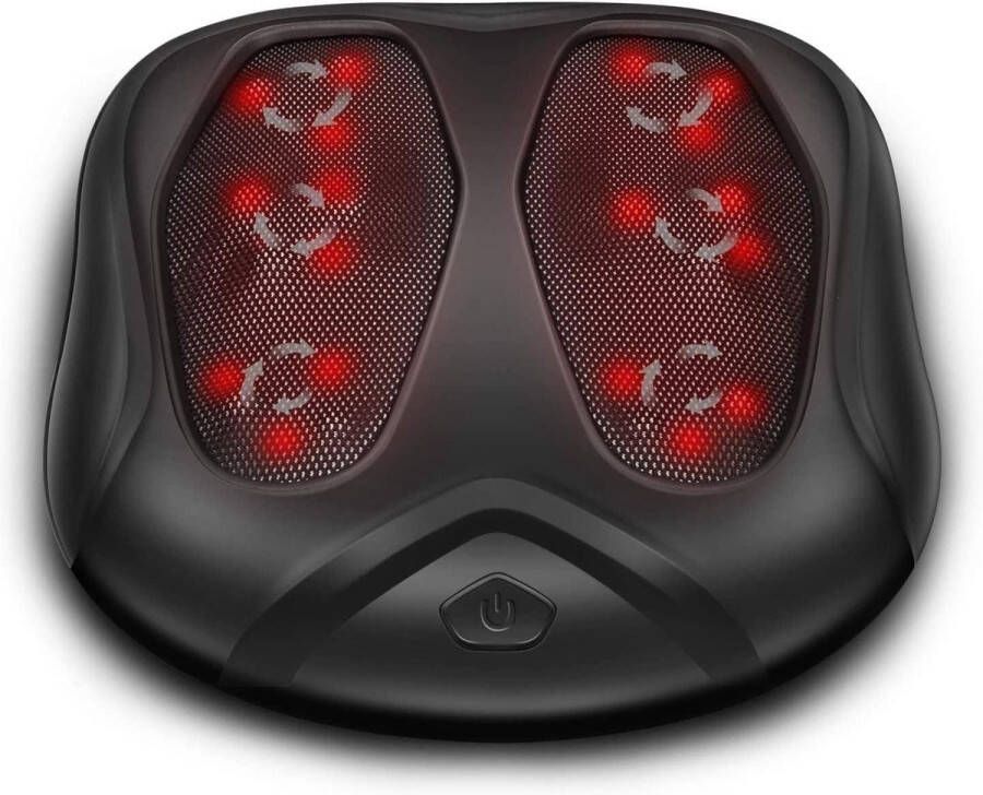 Nekteck Shiatsu Voetmassageapparaat met weldadige hitte en infraroodwarmtefunctie Elektrisch massageapparaat voor plantaire fasciitis Zwart Elektrische voetmassage